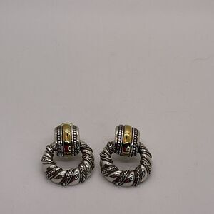 Brighton Bordeaux Silver and Gold Toned Doorknocker Earrings